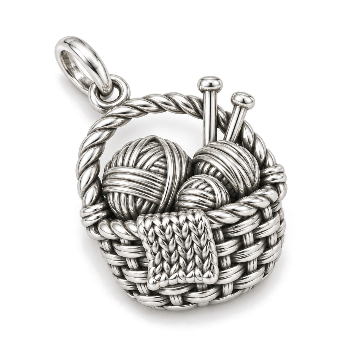 Weekend Knitting Basket Charm — Silver Super Macro | charm-topics-remaining-444-2026-09-14 | topic-093