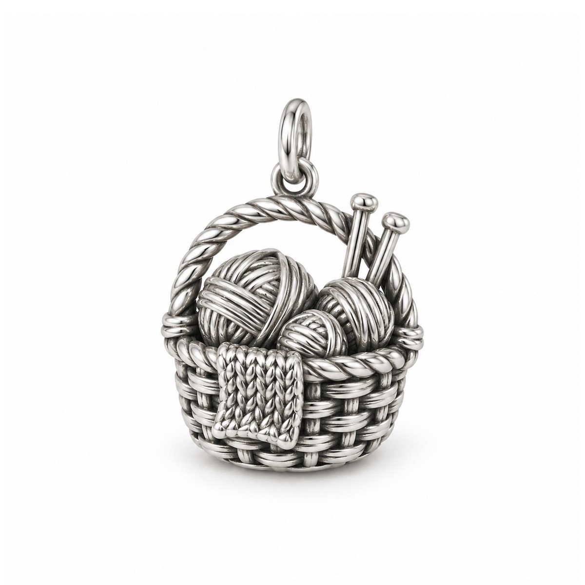 Weekend Knitting Basket Charm — Silver | charm-topics-remaining-444-2026-09-14 | topic-093