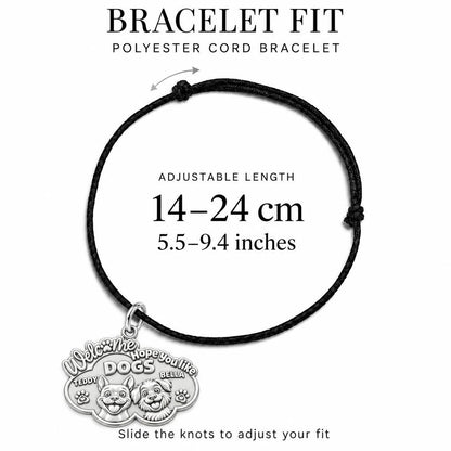 Welcome Hope You Like Dogs Charm Bracelet – Personalized Dog Mom Gift – adjustable black cord bracelet, 14–24 cm