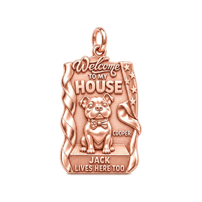 Welcome To My House Charm Bracelet – Personalized Dog Mom Gift – rose gold 3 cm charm, front view