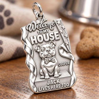 Welcome To My House Charm Bracelet – Personalized Dog Mom Gift – macro detail of the charm