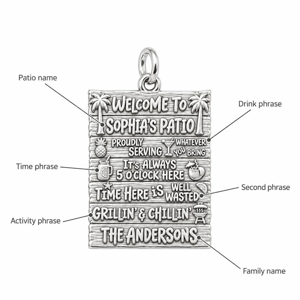 Welcome To Our Patio Charm Bracelet – Personalized Couple Gift – personalization guide