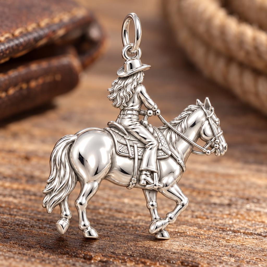 Western Rider Charm and Polyester Cord Bracelet Set