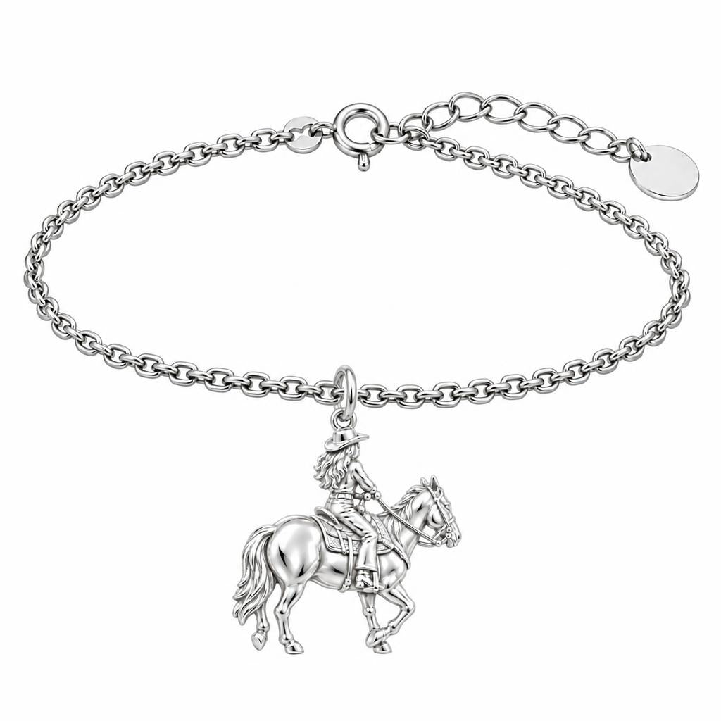 Western Spirit Rider Charm Bracelet Set – silver, front view