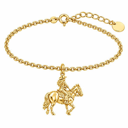 Western Spirit Rider Charm Bracelet Set – 18K gold, front view