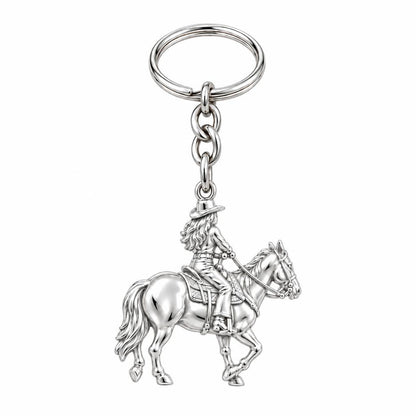 Western Spirit Rider Charm Keychain – silver, front view