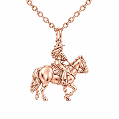 Western Spirit Rider Charm Necklace Set – rose gold, front view