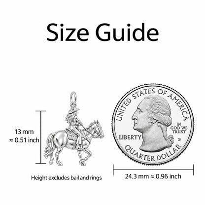 Western Spirit Rider Huggie Charm Earrings – size guide, 13 mm charm next to a quarter