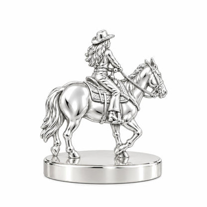 Western Spirit Rider Keepsake Plaque – silver, front view