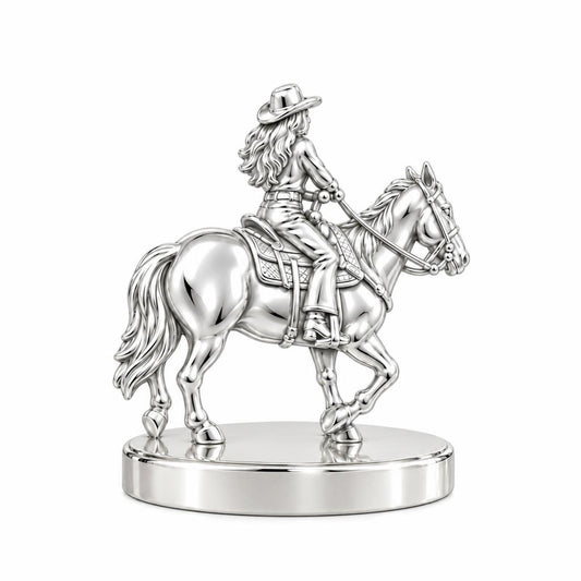 Western Spirit Rider Keepsake Plaque – silver, front view