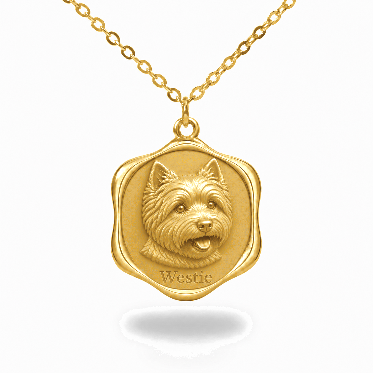 Soulyshine Westie Precious Paw personalized pet photo necklace - 18K Gold Vermeil front