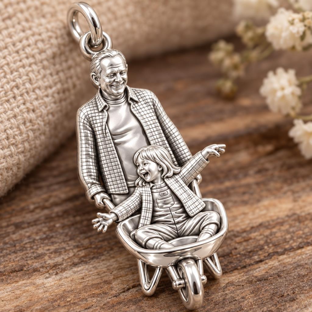 Wheelbarrow Joy Ride Charm Bracelet – Personalized Nana Gift – macro detail of the charm