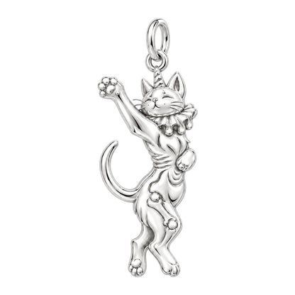 Whimsical Caticorn Clown Charm Bracelet – Personalized Gift – silver charm, front view