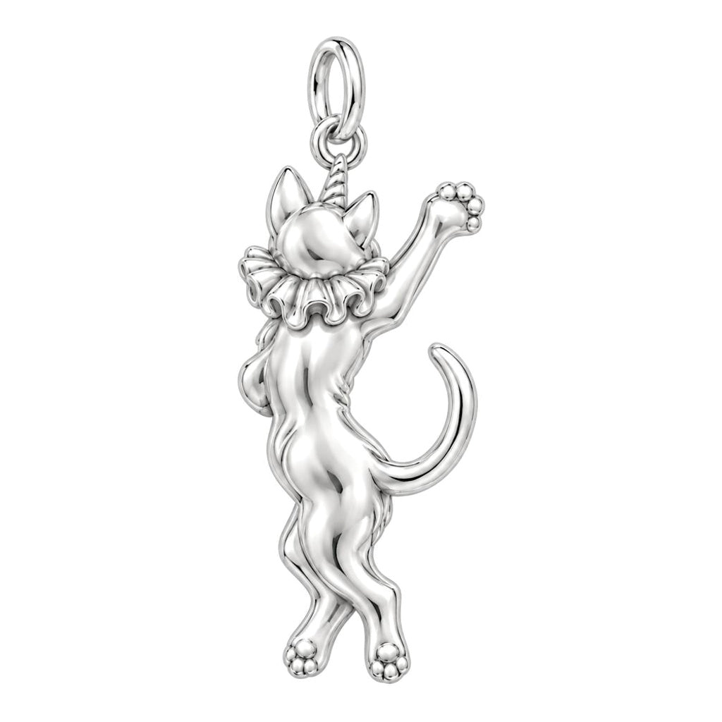 Whimsical Caticorn Clown Charm Bracelet – Personalized Gift – back of the charm, engraving area