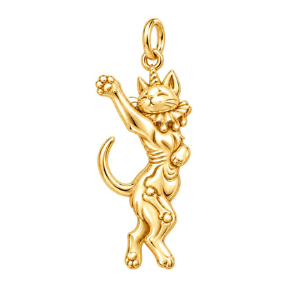Whimsical Caticorn Clown Charm Bracelet – Personalized Gift – 18K gold charm, front view