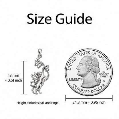 Whimsical Fairy Cat Charm Bracelet – Personalized Cat Mom Gift – size guide, 13 mm charm next to a quarter