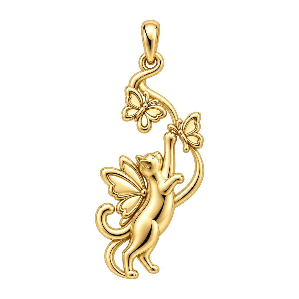 Whimsical Fairy Cat Charm Bracelet – Personalized Cat Mom Gift – 18K gold charm, front view