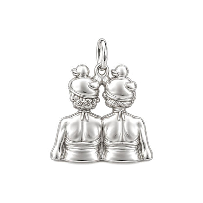 Whimsical Swimming Sisters Charm Bracelet – Personalized Bestie Gift – back of the charm, engraving area