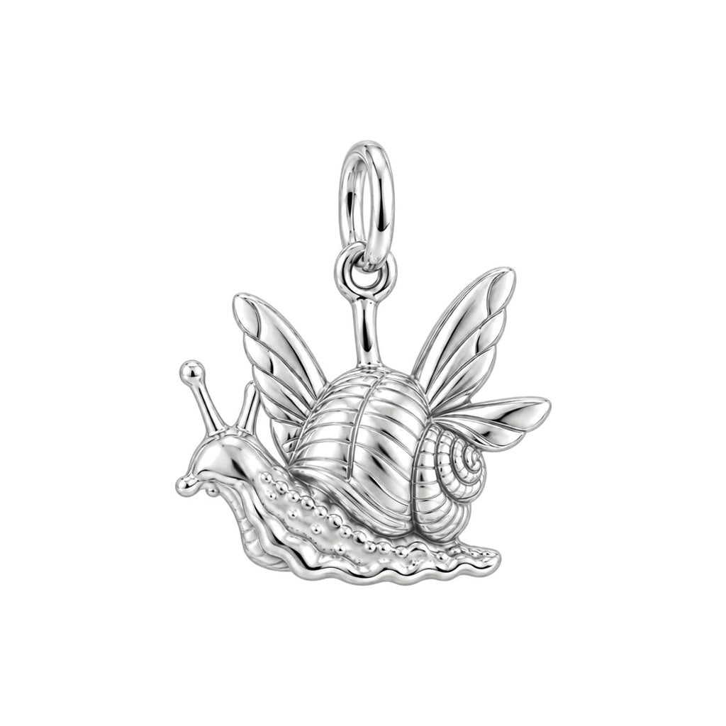 Whimsical Winged Snail Charm Bracelet – Personalized Nature Gift – back of the charm, engraving area