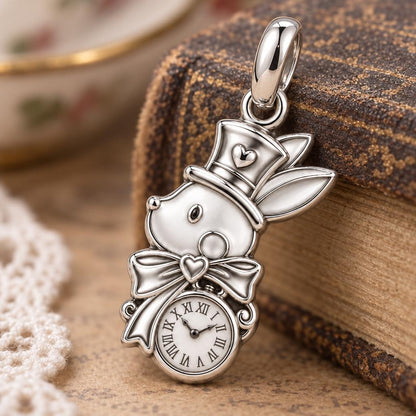 Whimsical Wonderland Rabbit Charm Bracelet – Personalized Gift – macro detail of the charm