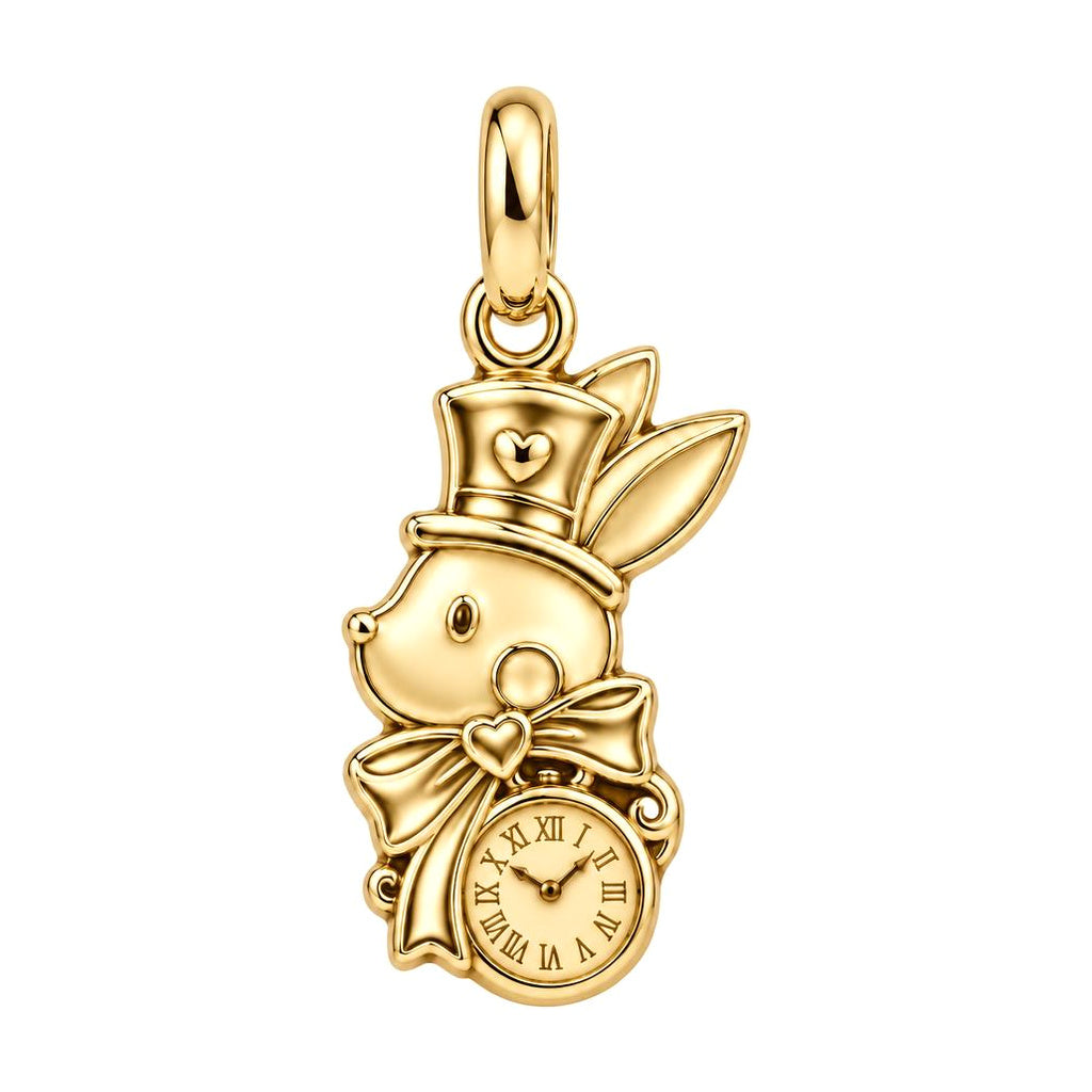 Whimsical Wonderland Rabbit Charm Bracelet – Personalized Gift – 18K gold plated 2 cm charm, front view