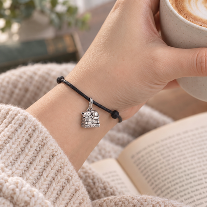 Whiskers and Chapters Charm and Polyester Cord Bracelet Set