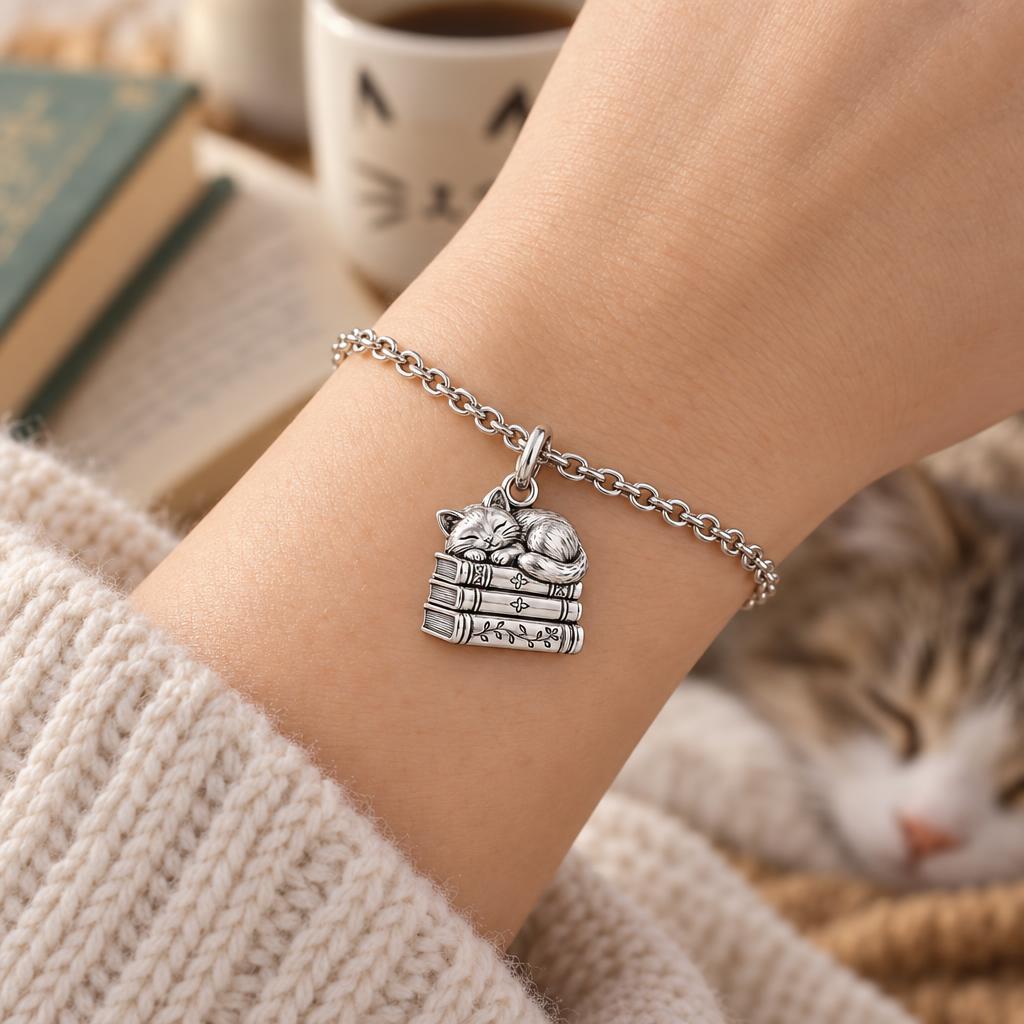 Whiskers & Chapters Charm Bracelet Set – worn / in use