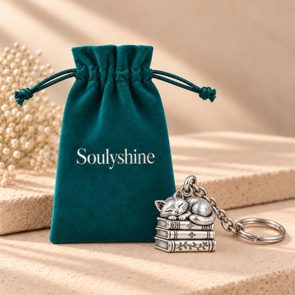 Whiskers & Chapters Charm Keychain – Soulyshine velvet gift pouch