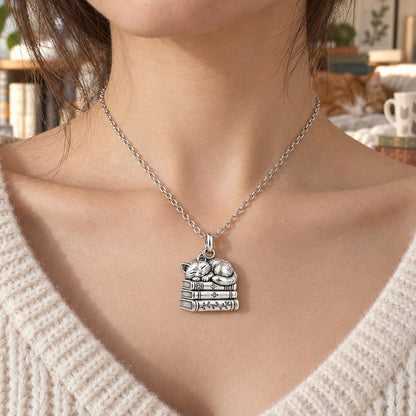 Whiskers & Chapters Charm Necklace Set – worn / in use