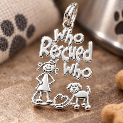 Who Rescued Who Charm and Polyester Cord Bracelet Set