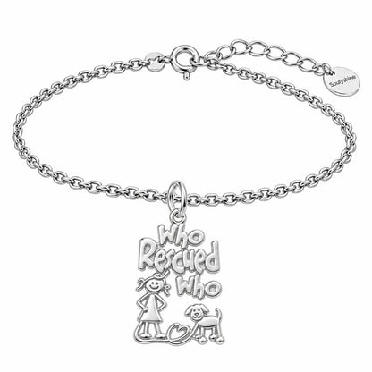 Who Rescued Who Charm Bracelet Set – silver, front view