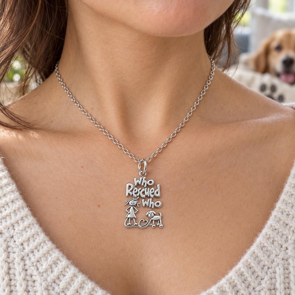 Who Rescued Who Charm Necklace Set – worn / in use