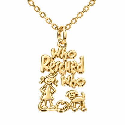 Who Rescued Who Charm Necklace Set – 18K gold, front view