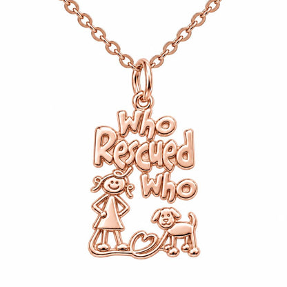 Who Rescued Who Charm Necklace Set – rose gold, front view