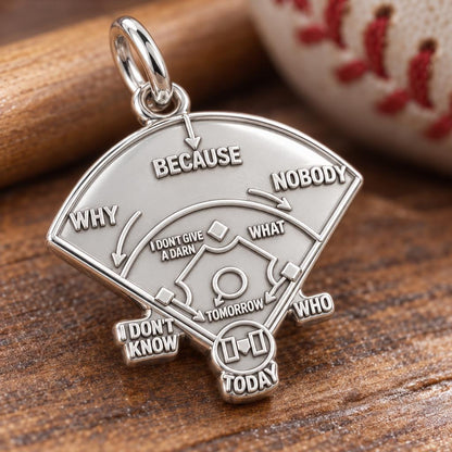 Who's on First Baseball Charm Bracelet – Personalized Fan Gift – macro detail of the charm