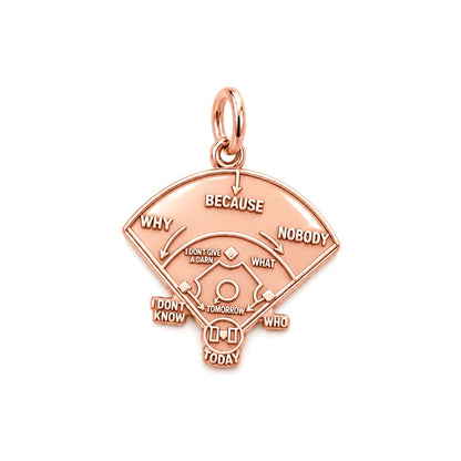 Who's on First Baseball Charm Bracelet – Personalized Fan Gift – rose gold 3 cm charm, front view