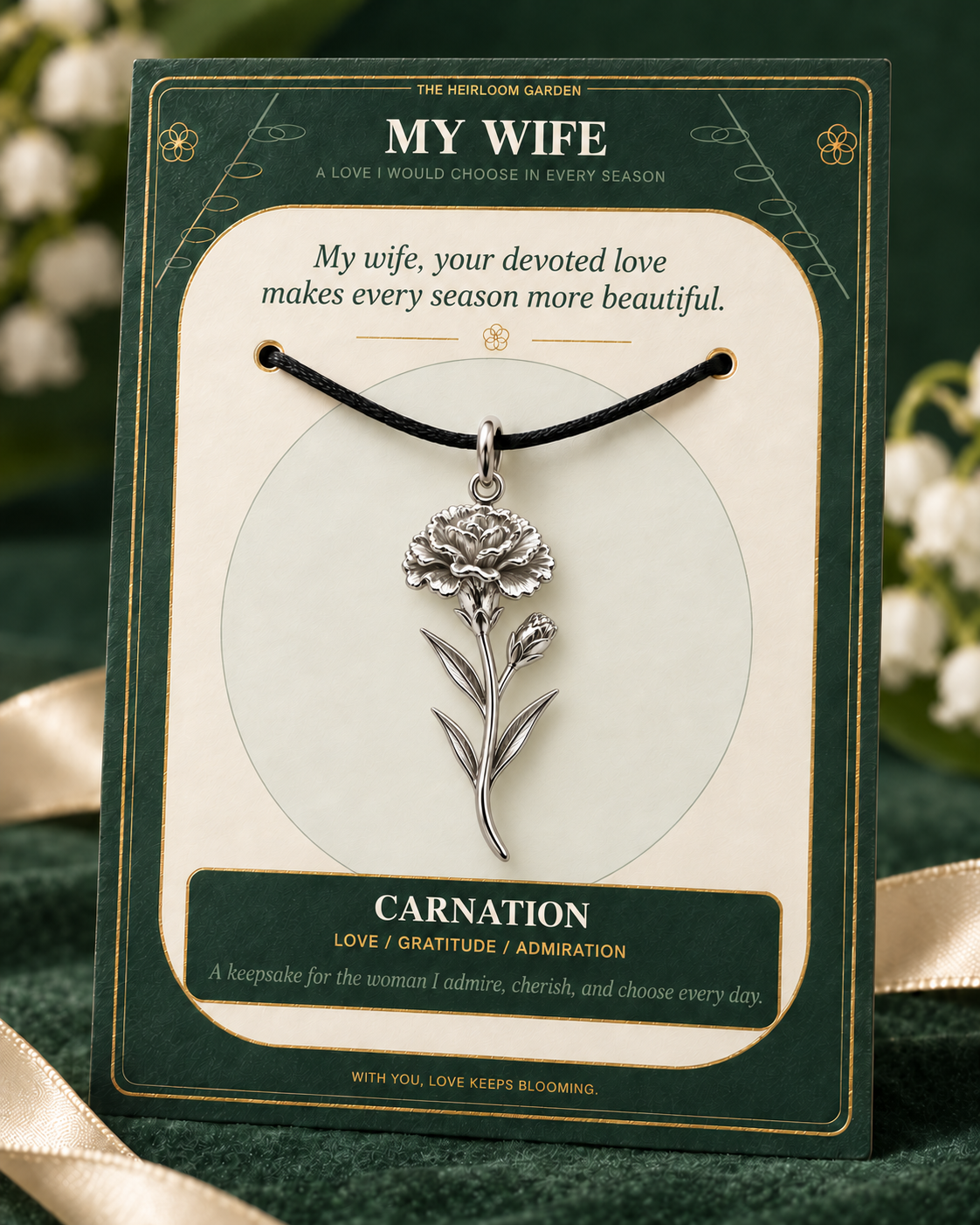 My Wife, I Would Choose You in Every Lifetime and Every Season — Flower Charm Bracelet Set
