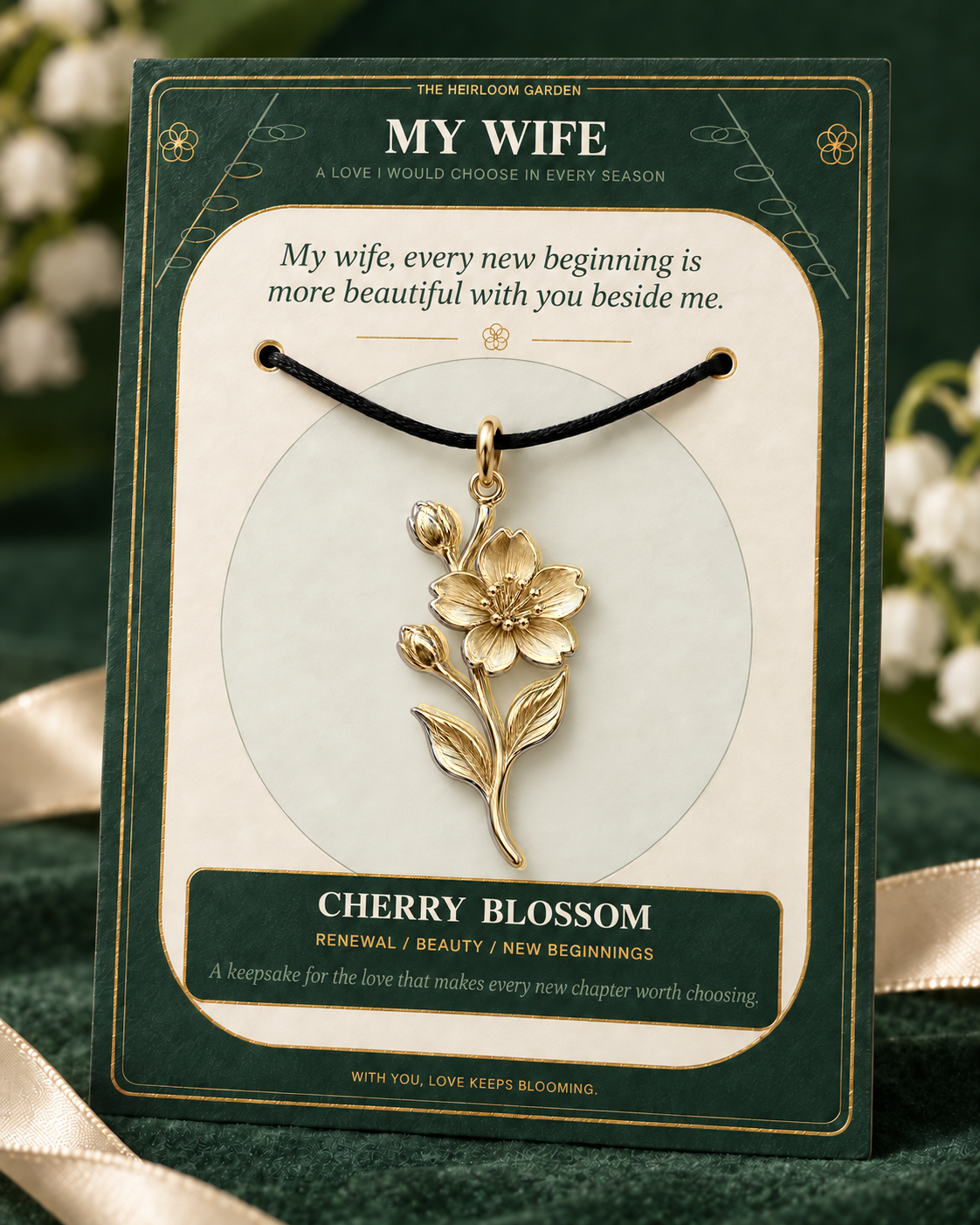 My Wife, I Would Choose You in Every Lifetime and Every Season — Flower Charm Bracelet Set