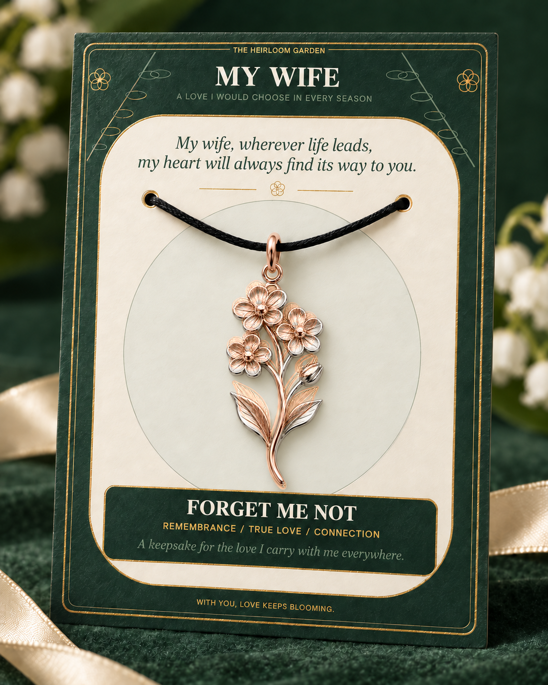 My Wife, I Would Choose You in Every Lifetime and Every Season — Flower Charm Bracelet Set