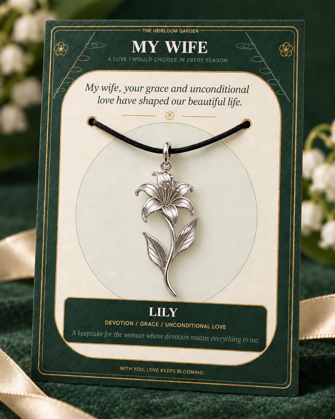 My Wife, I Would Choose You in Every Lifetime and Every Season — Flower Charm Bracelet Set