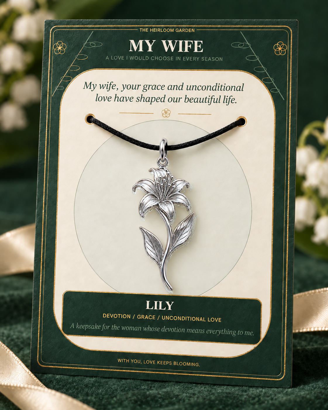 My Wife, I Would Choose You in Every Lifetime and Every Season — Flower Charm Bracelet Set