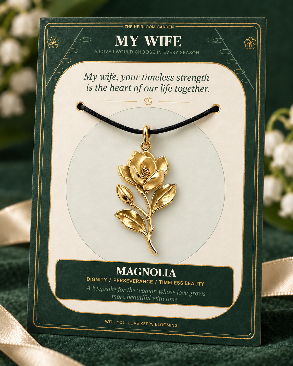 My Wife, I Would Choose You in Every Lifetime and Every Season — Flower Charm Bracelet Set