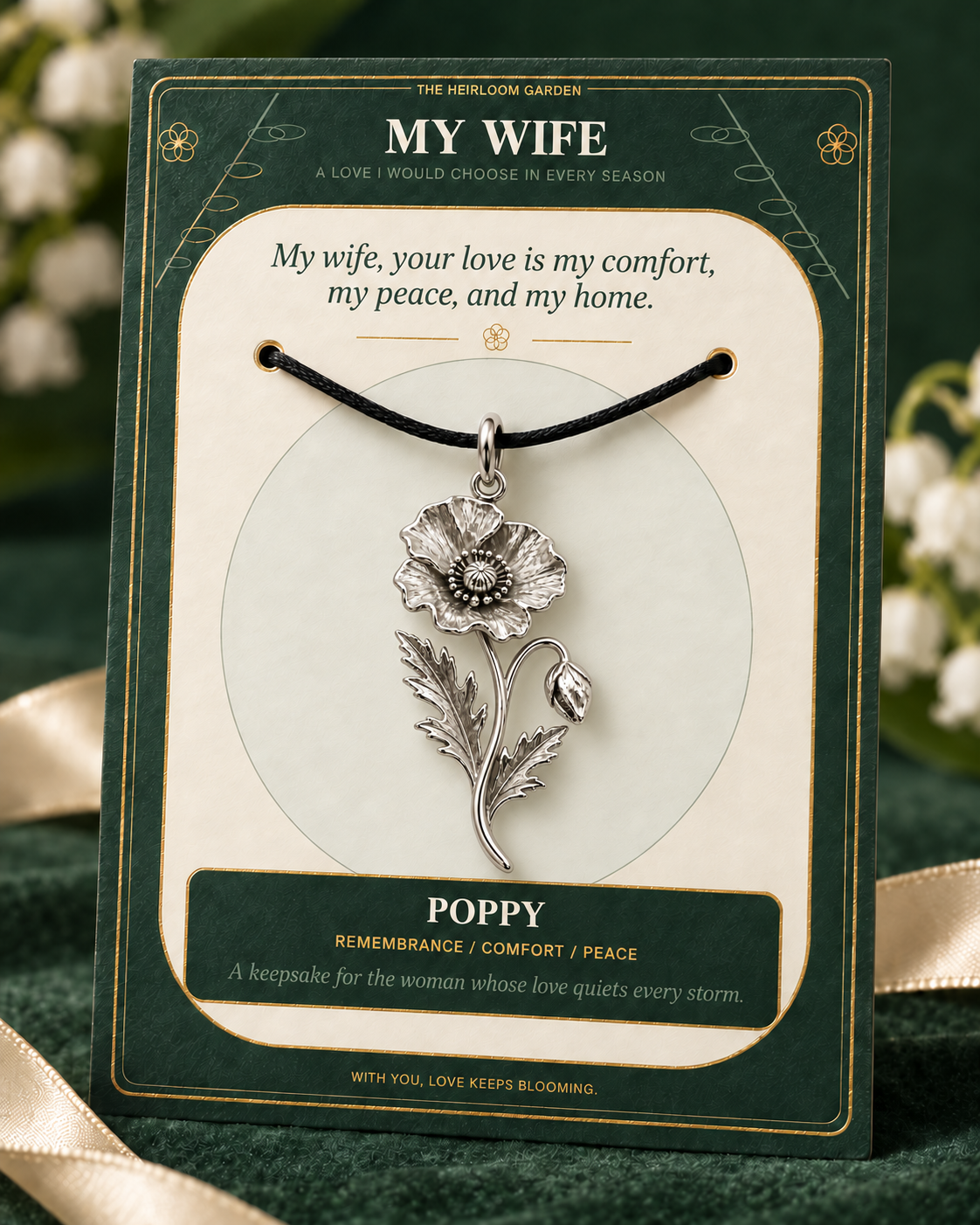 My Wife, I Would Choose You in Every Lifetime and Every Season — Flower Charm Bracelet Set