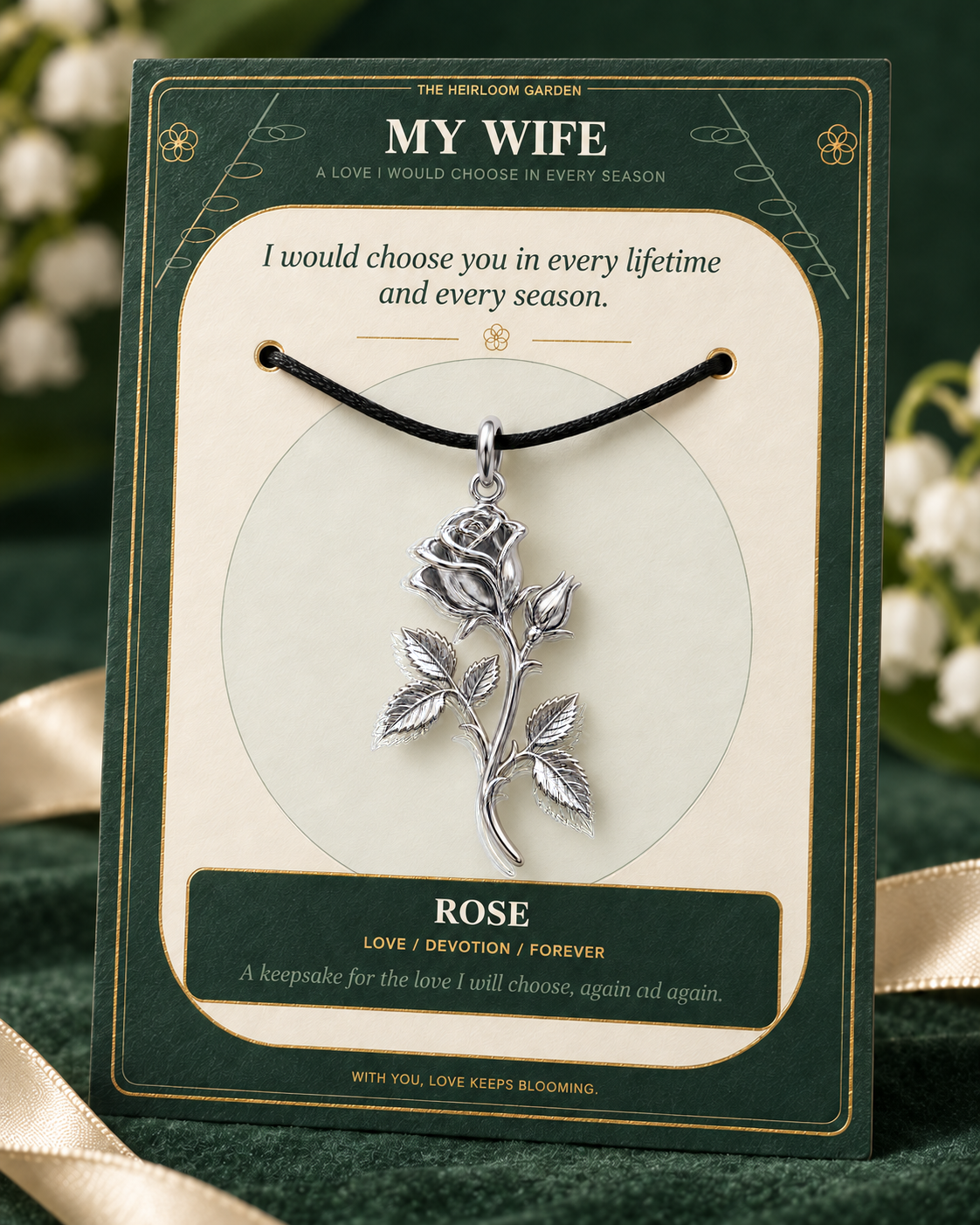 My Wife, I Would Choose You in Every Lifetime and Every Season — Flower Charm Bracelet Set