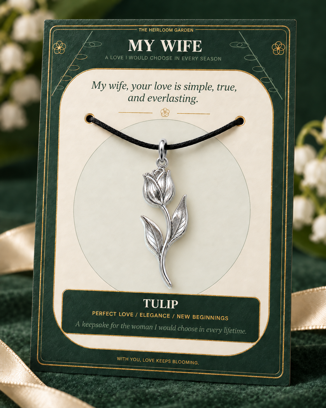 My Wife, I Would Choose You in Every Lifetime and Every Season — Flower Charm Bracelet Set