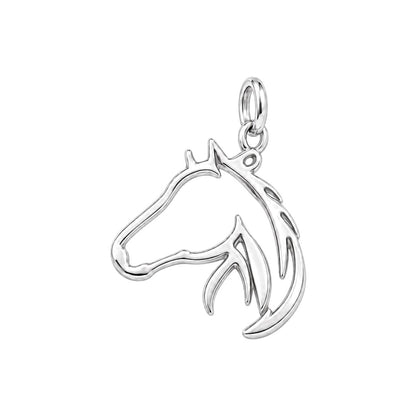 Wild and Free Horse Silhouette Charm Bracelet – Personalized Horse – silver charm, front view