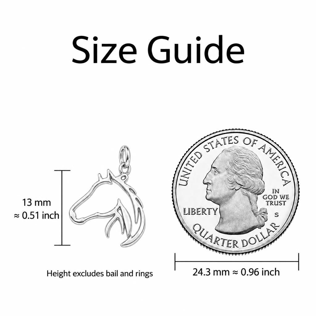Wild and Free Horse Silhouette Charm Bracelet – Personalized Horse – size guide, 13 mm charm next to a quarter