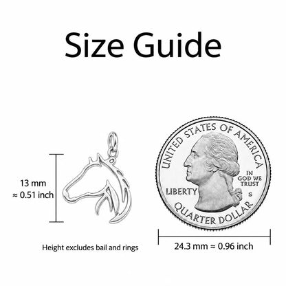 Wild and Free Horse Silhouette Charm Bracelet – Personalized Horse – size guide, 13 mm charm next to a quarter