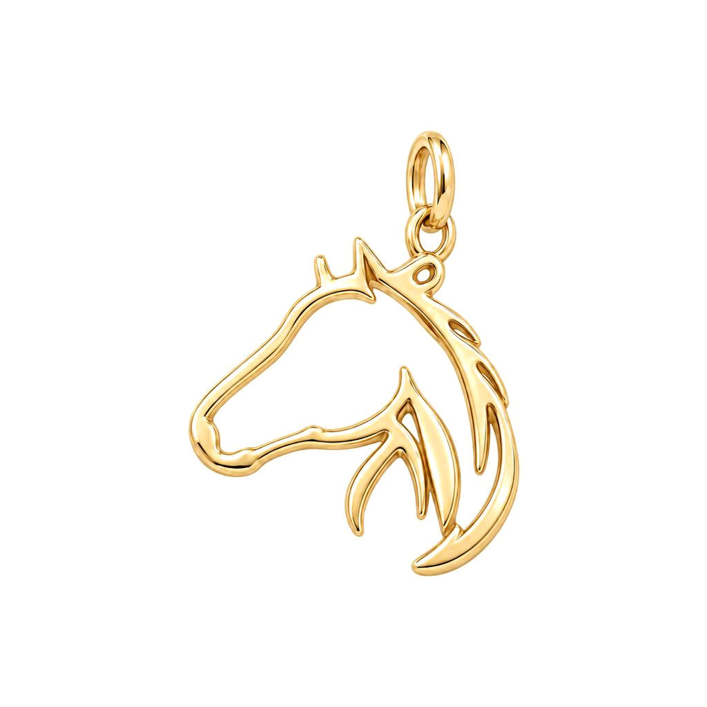 Wild and Free Horse Silhouette Charm Bracelet – Personalized Horse – 18K gold charm, front view
