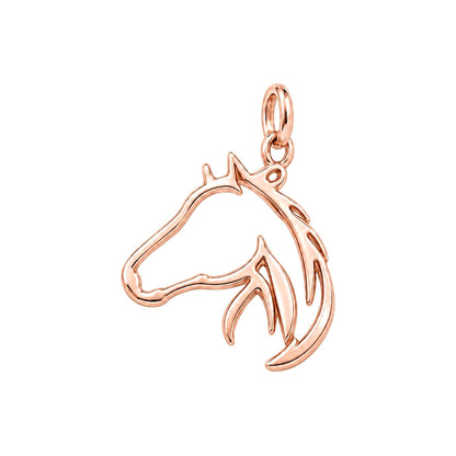 Wild and Free Horse Silhouette Charm Bracelet – Personalized Horse – rose gold charm, front view